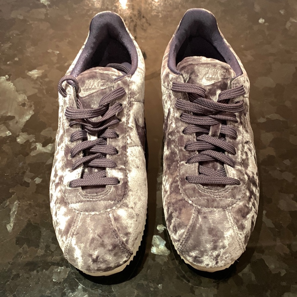 Plum velvet Nike runners